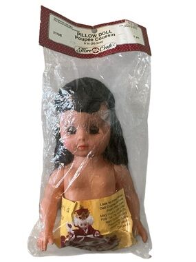 Vintage 1988 fibre craft 8-inch pillow doll brown eyes brown hair